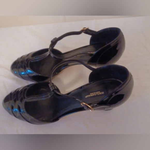 Dolce & gabbana patent t strap mid heel black size 40 - Picture 5 of 7